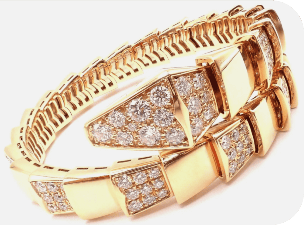 Bvlgari Tubogas Serpenti diamond bracelet used for jewelry loan NYC.