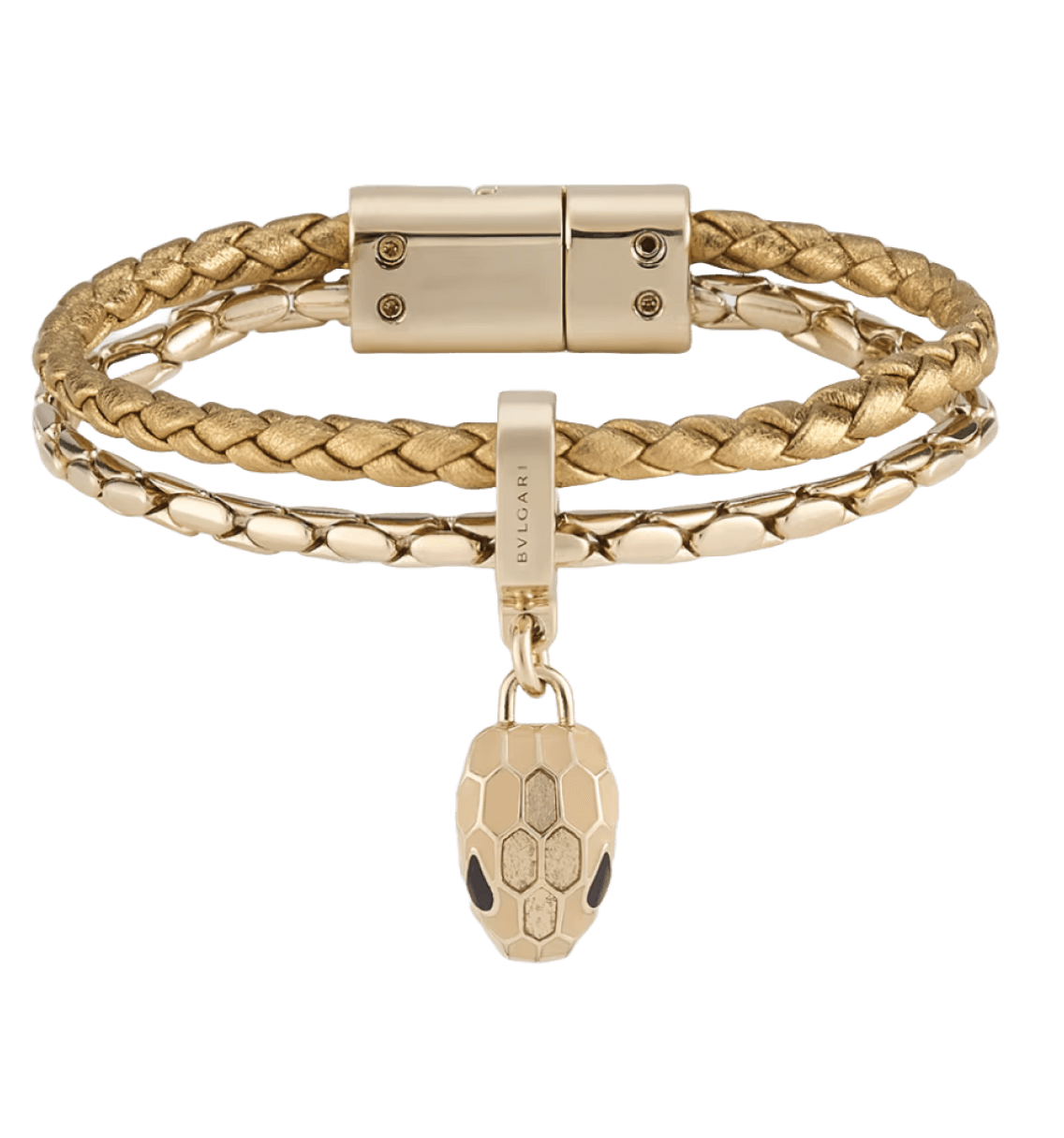 Bvlgari Serpenti leather bracelet with gold snake charm used for collateral loan.