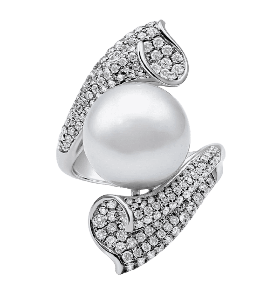 Luxury diamond and pearl cocktail ring for loan collateral at Qollateral.
