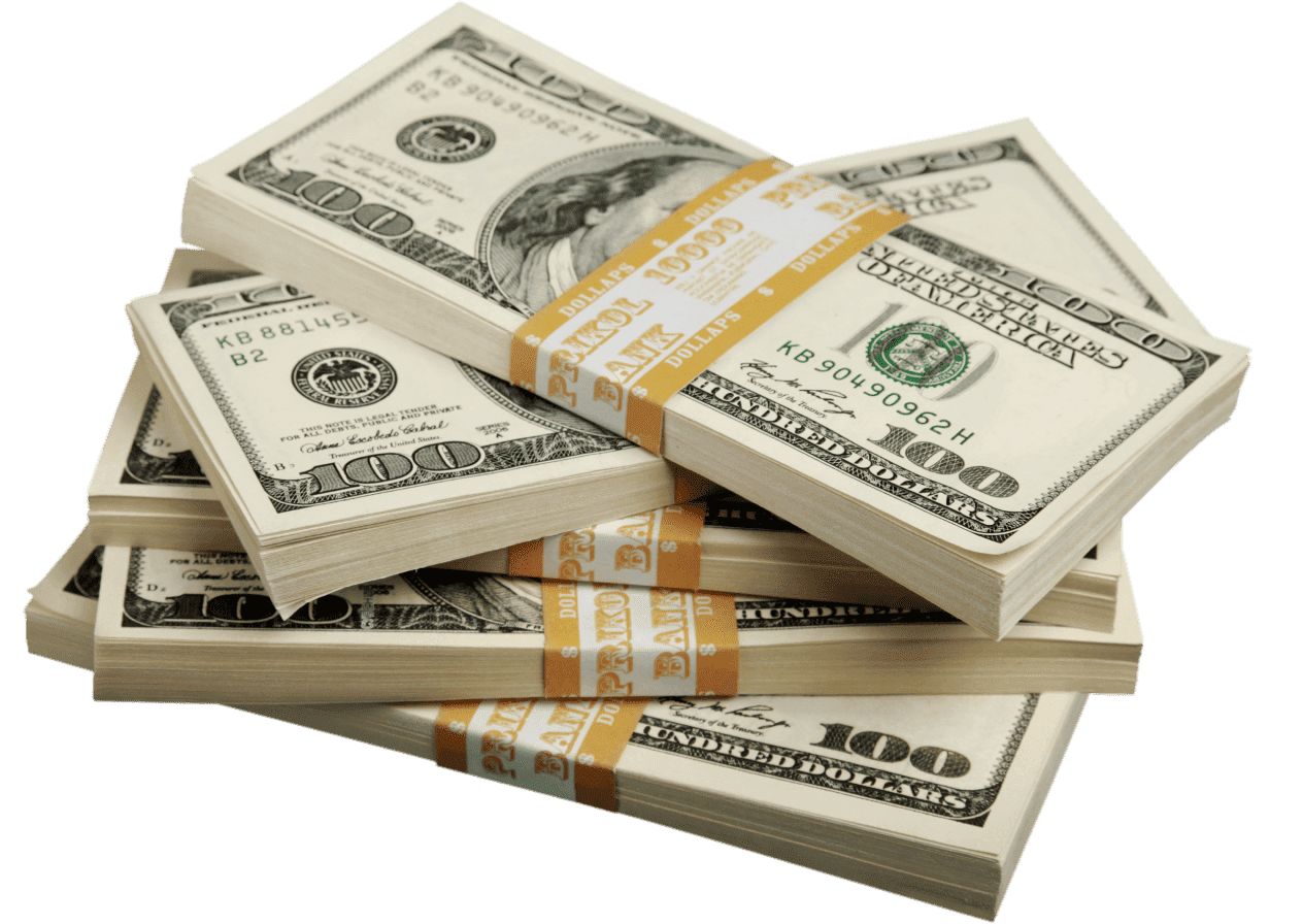 Stacks of cash from nationwide loan payout through Qollateral