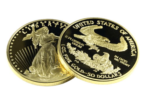 American Gold Eagle coins front and back used for same-day secured loan.