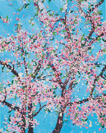 Cherry blossom fine art painting used for secured lending at Qollateral.
