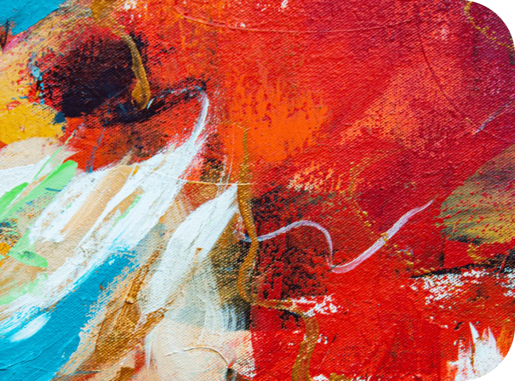 Abstract expressionist art with red, white, and blue strokes for secured fine art loan.