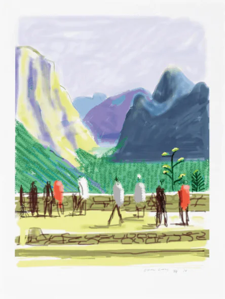 Scenic digital-style landscape with tourists used for collateral loan in NYC