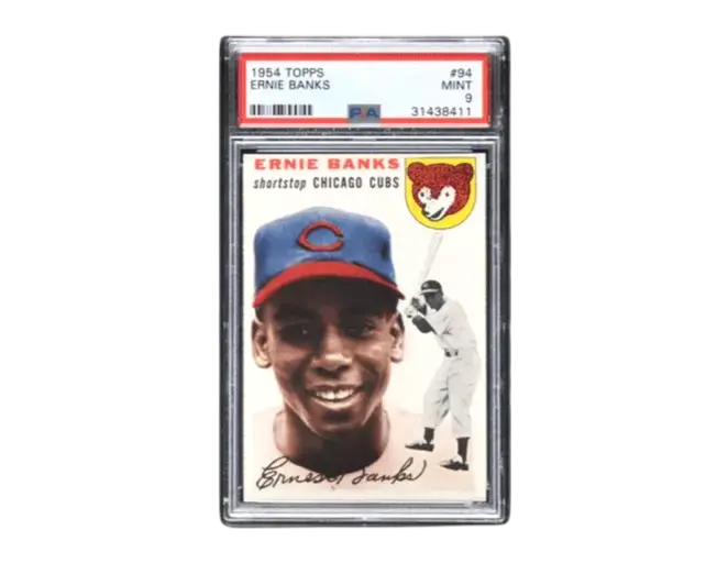 PSA 9 Ernie Banks rookie card used as collateral for a Qollateral trading card loan.