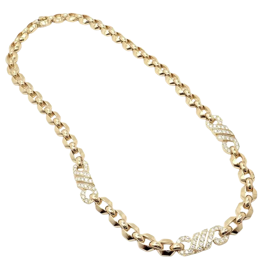 Diamond-accented gold chain necklace