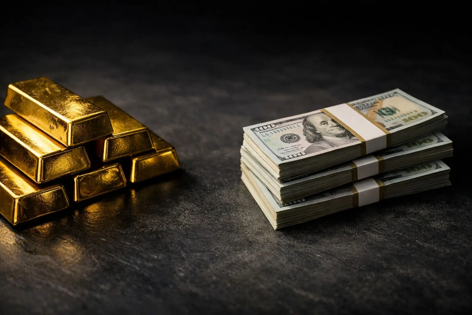 Gold Bars and Cash: Real-Time Gold Spot Price Value